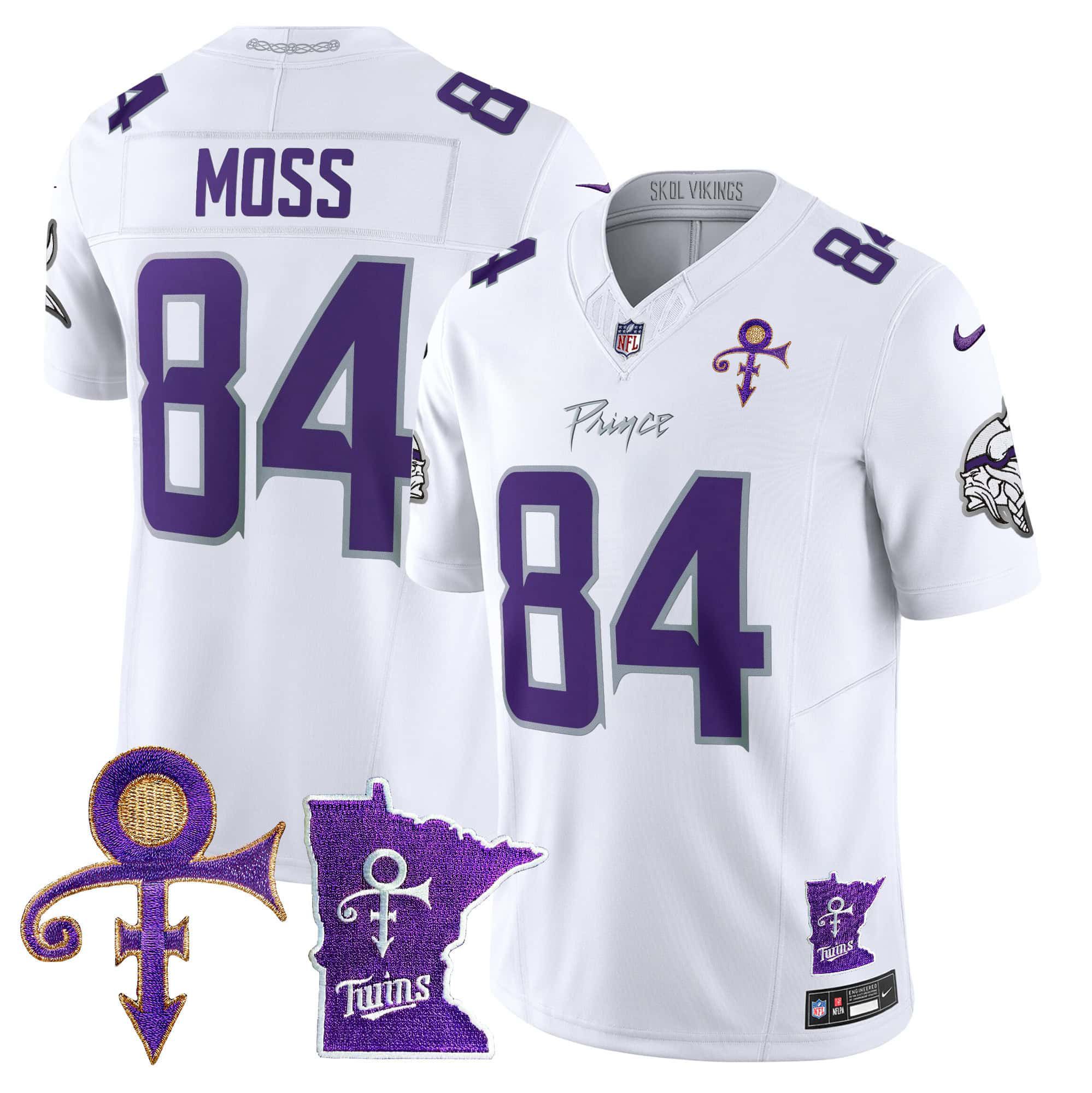Men Minnesota Vikings #84 Moss White 2024 Nike Prince Vapor Limited NFL Jersey